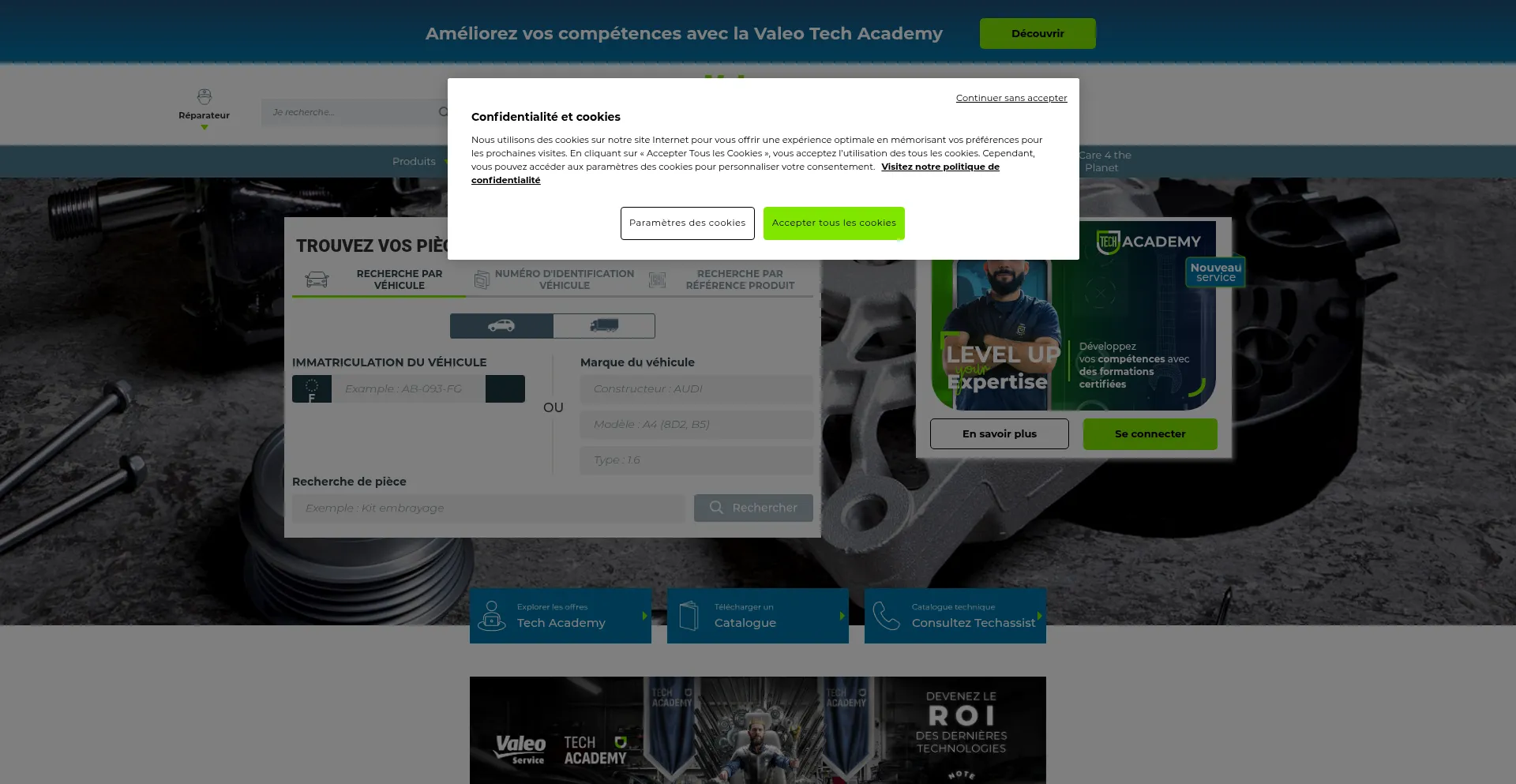 Website screenshot of Valeoservice.fr