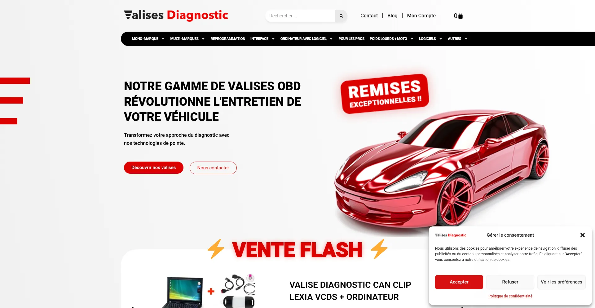 Website screenshot of Valises-diagnostic.fr
