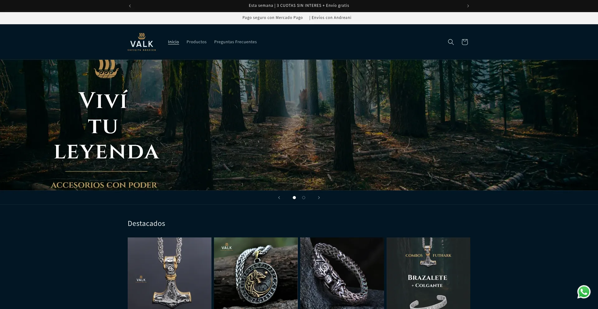 Website screenshot of Valk.ar