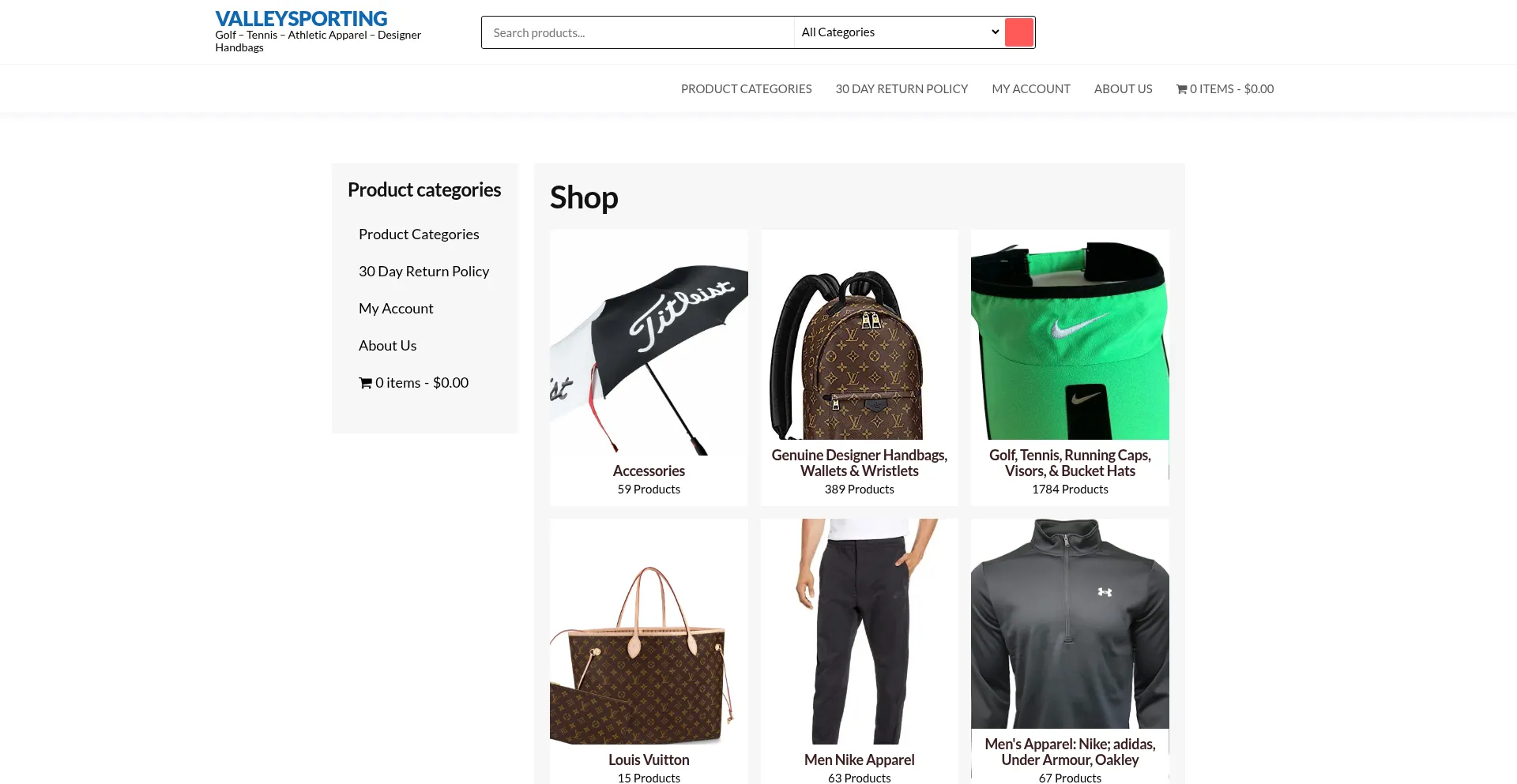 Website screenshot of Valleysporting.com