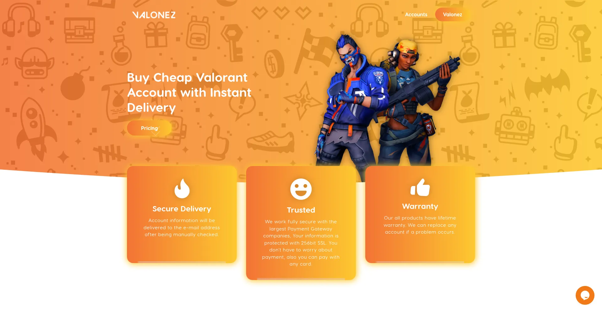 Website screenshot of Valonez.com
