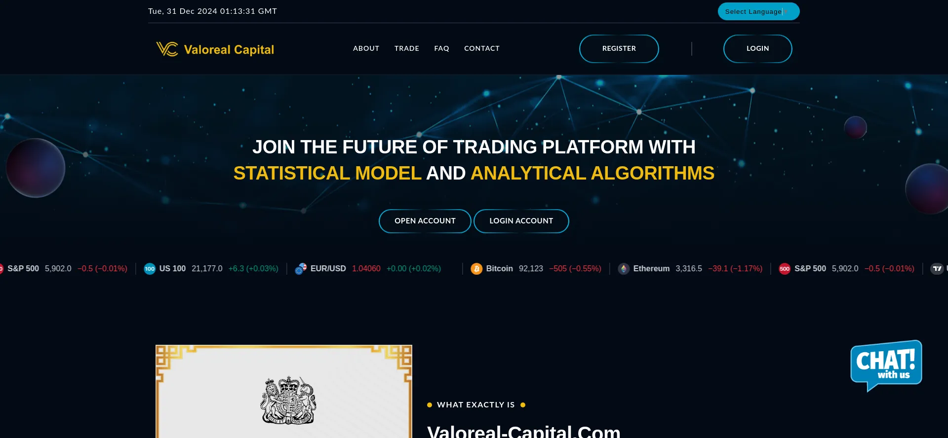 Website screenshot of Valoreal-capital.com