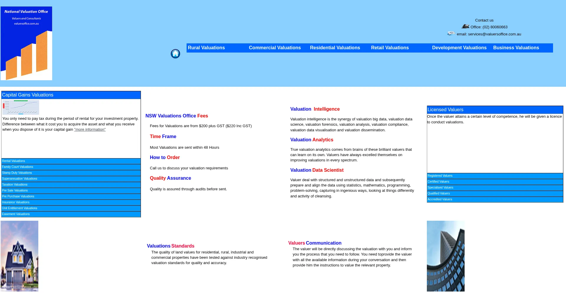 Website screenshot of Valuersoffice.com.au