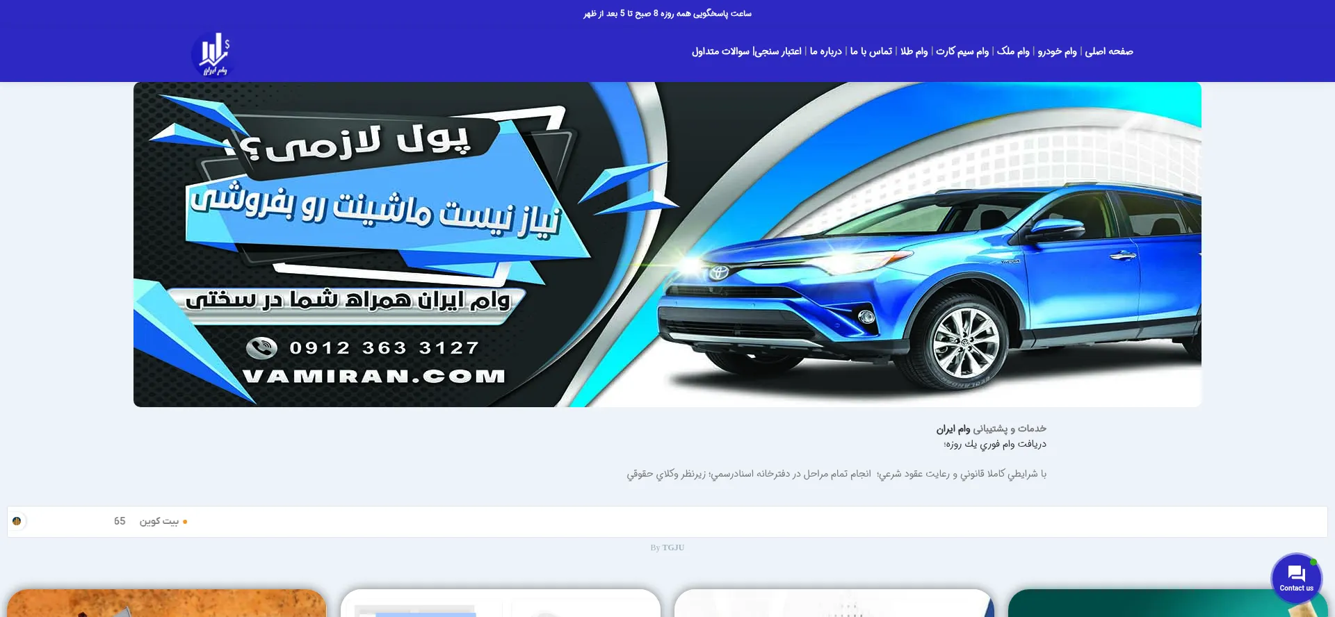 Website screenshot of Vamiran.com