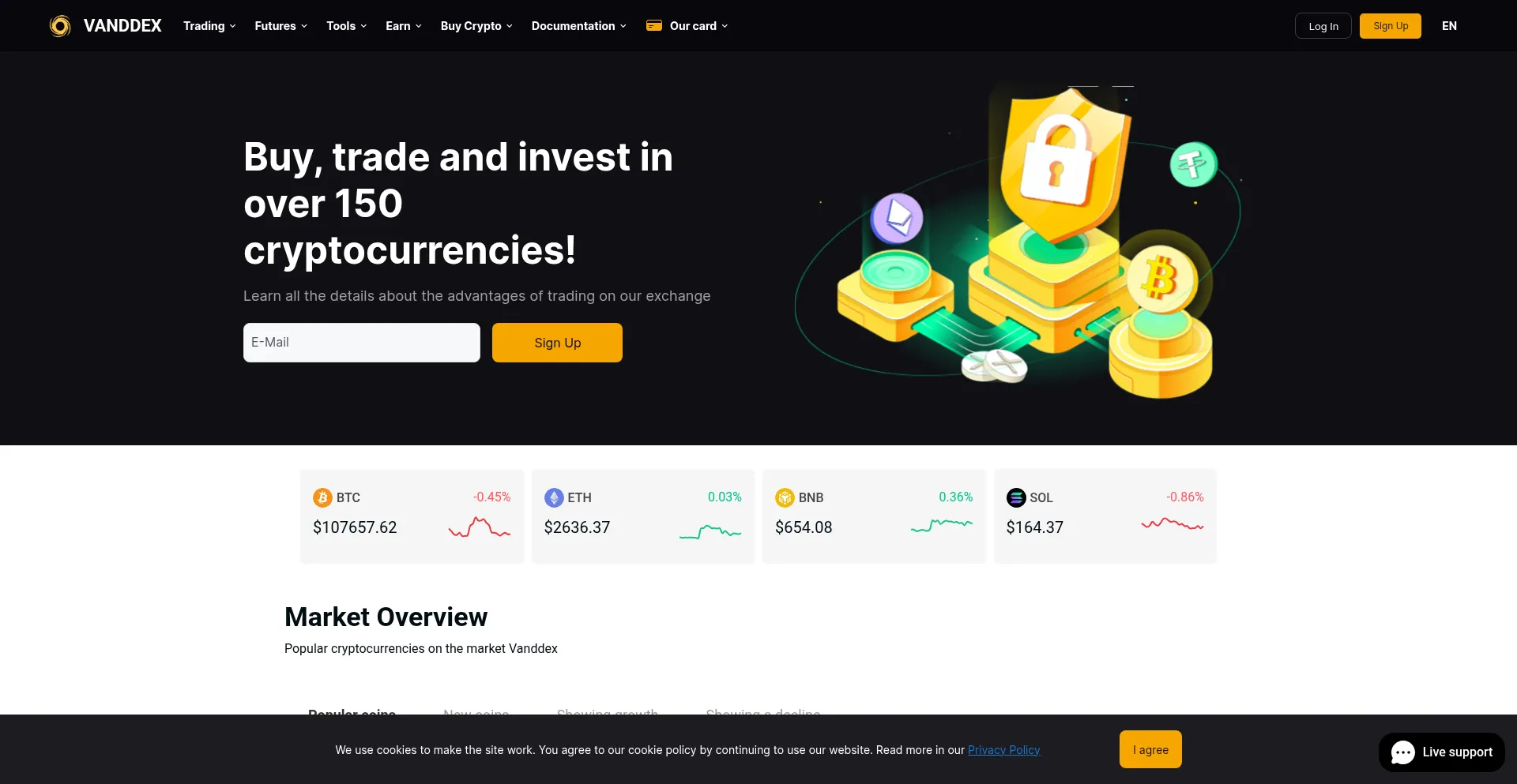 Website screenshot of Vanddex.com