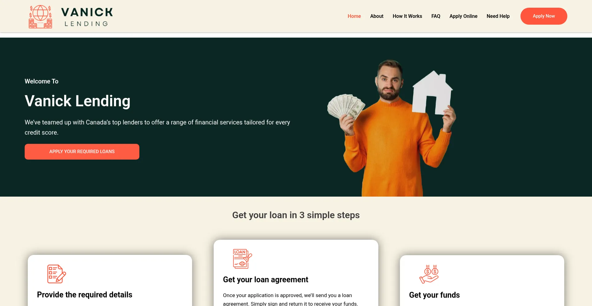 Website screenshot of Vanicklending.com