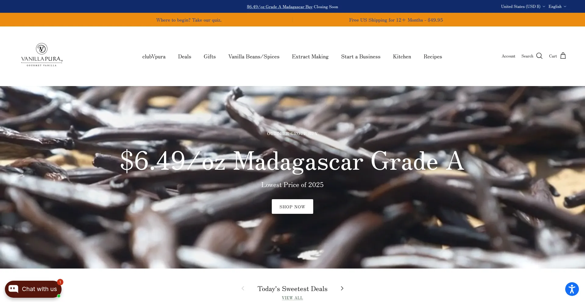 Website screenshot of Vanillapura.com