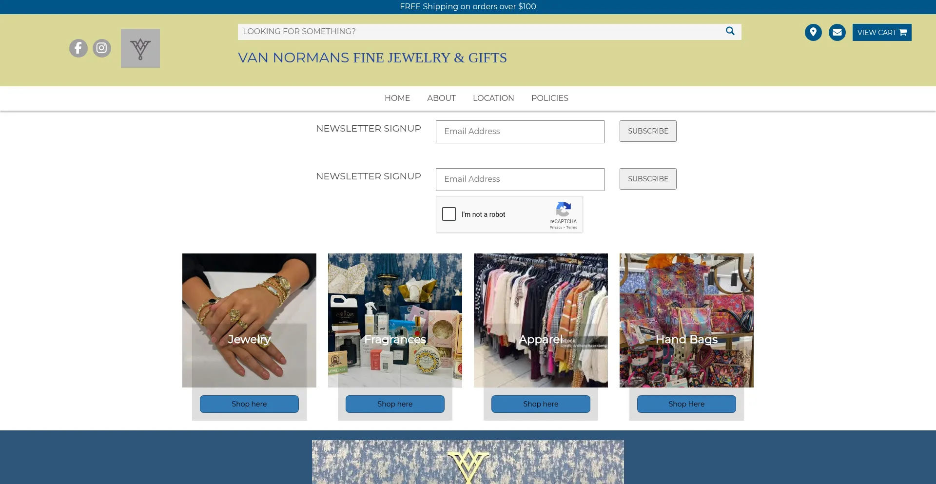 Website screenshot of Vannormansjewelryandgifts.com
