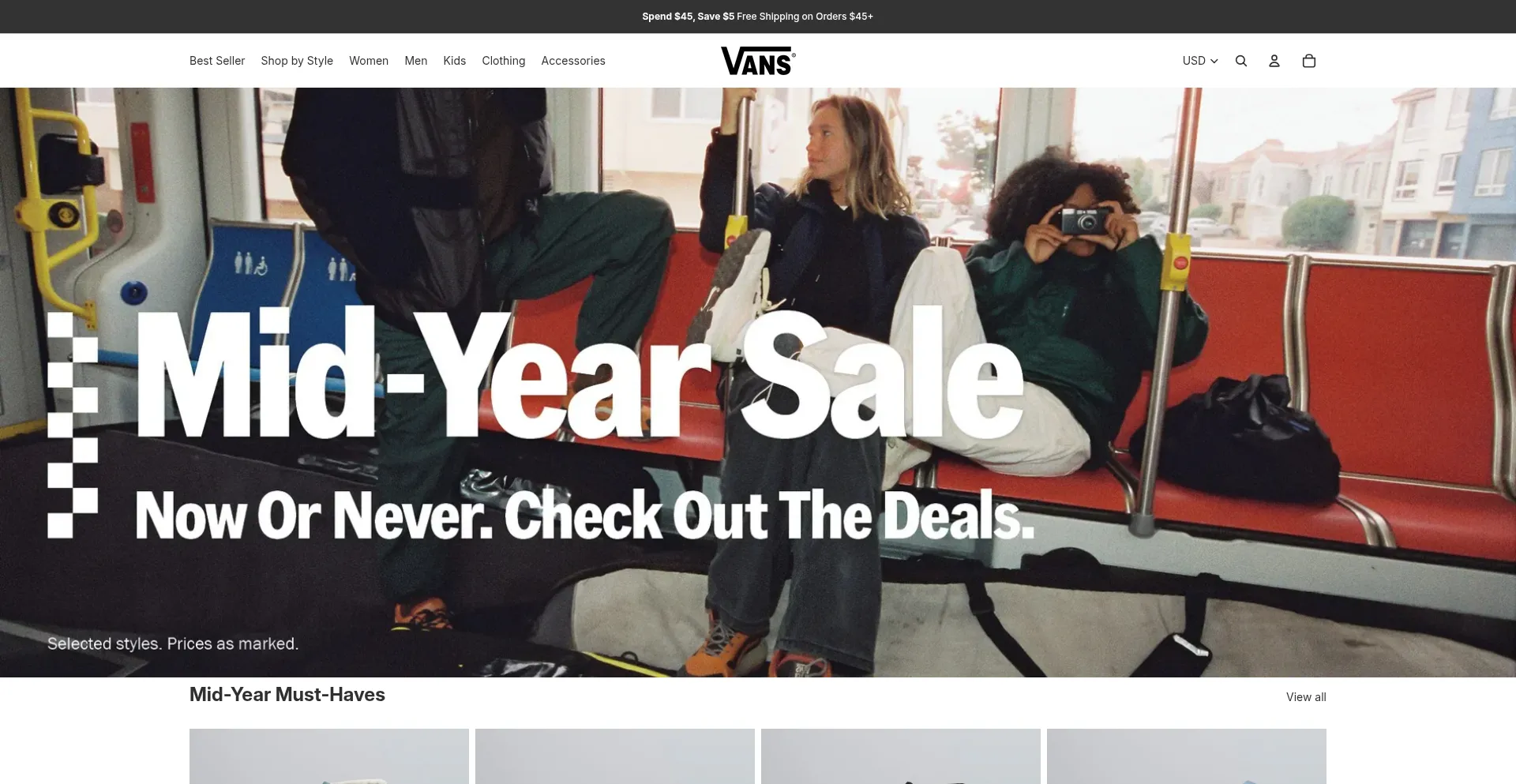 Website screenshot of Vans-store.com