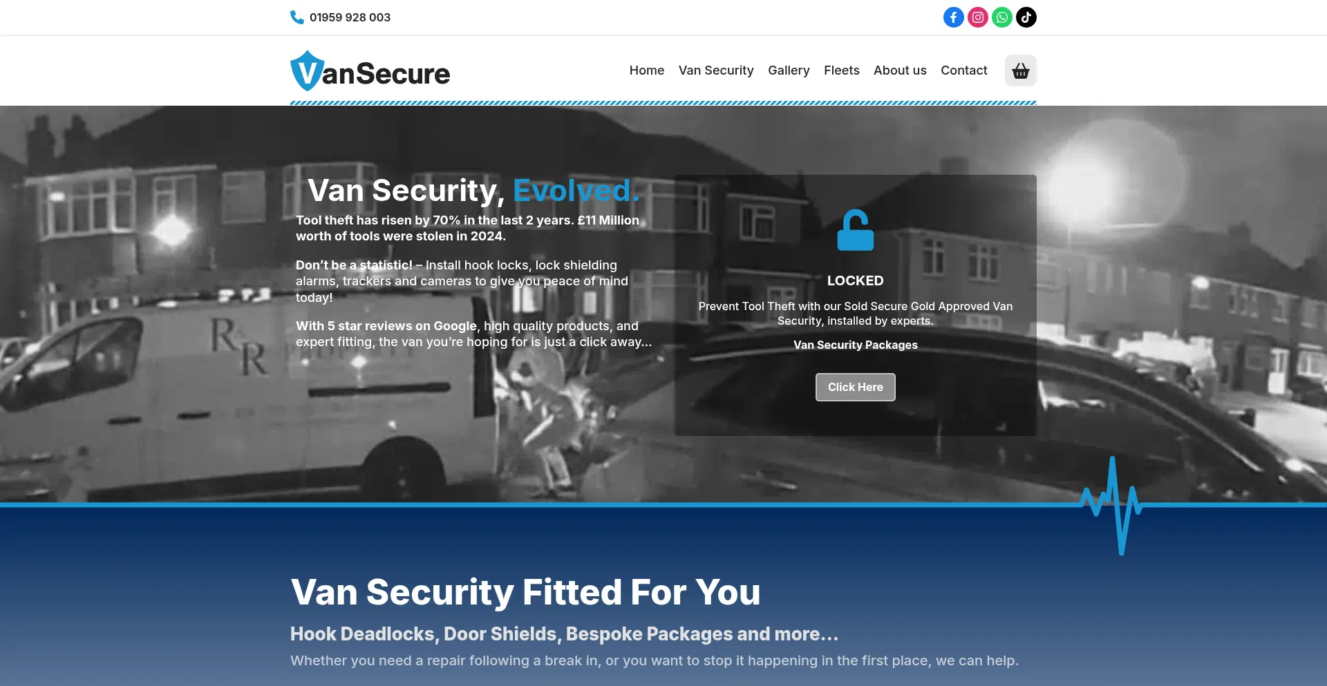 Website screenshot of Vansecure.co.uk