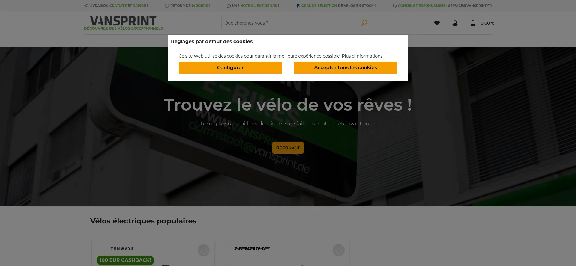 Website screenshot of Vansprint.fr