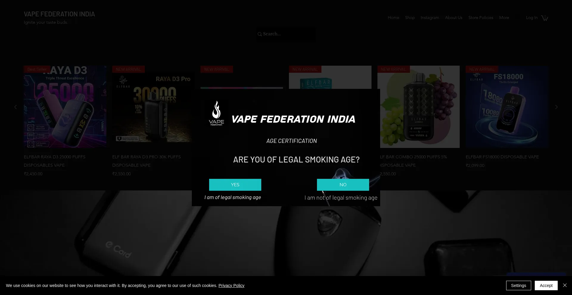 Website screenshot of Vape-directindia.com