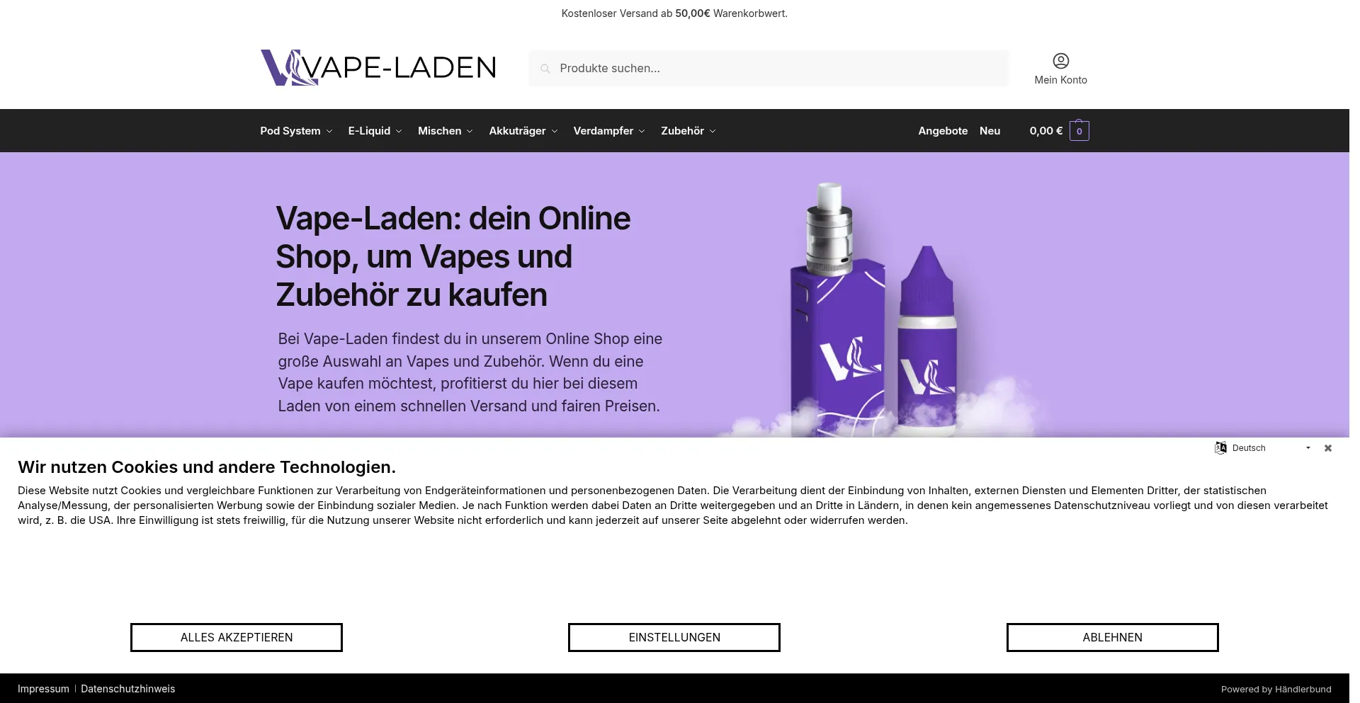 Vape-laden.de Screenshot