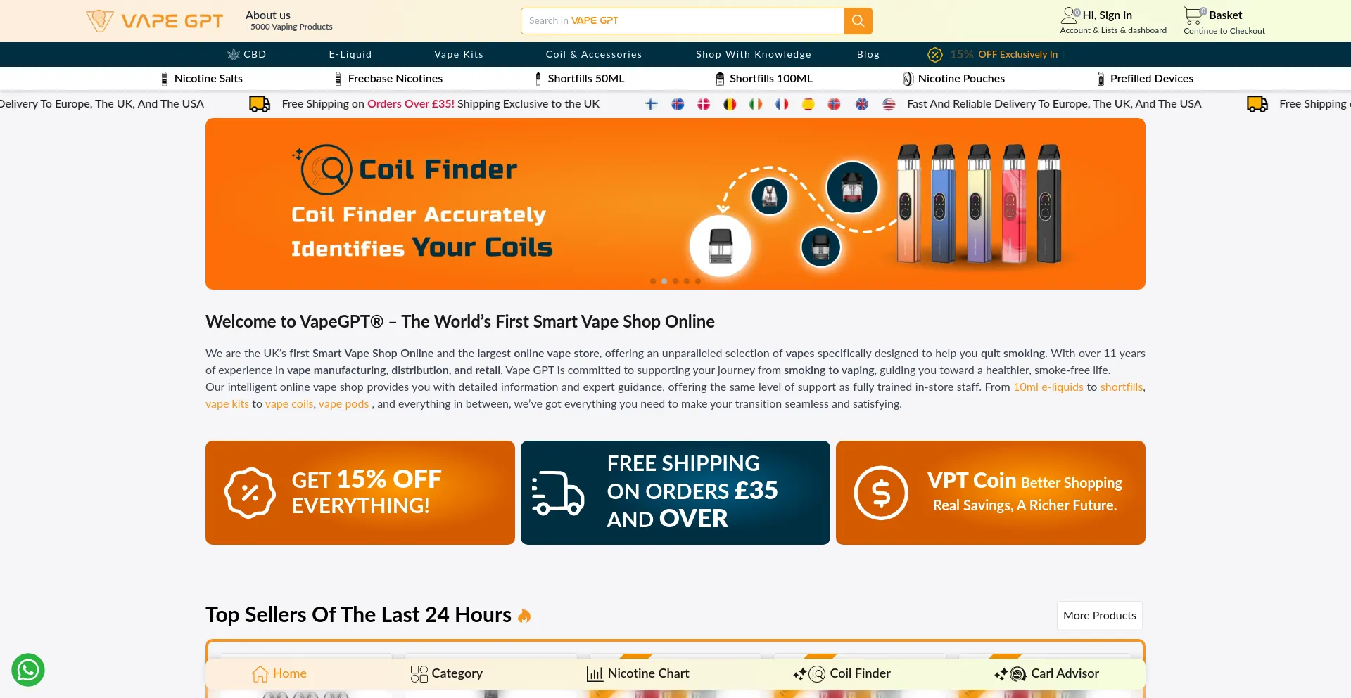 Website screenshot of Vapegpt.co.uk
