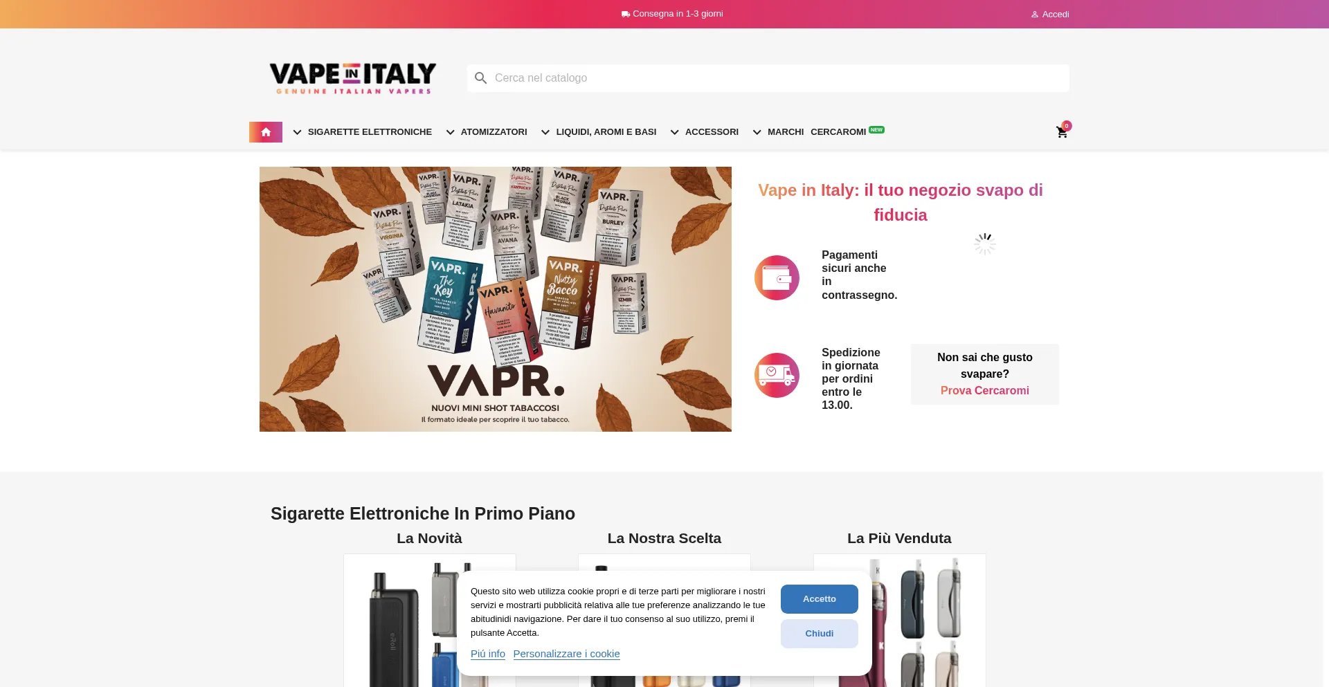 Vapeinitaly.com Screenshot