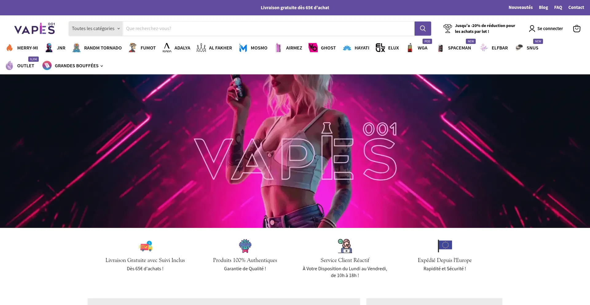 Website screenshot of Vapes001.com