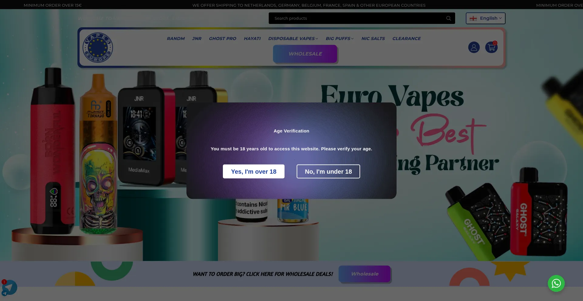 Website screenshot of Vapeseurope.com