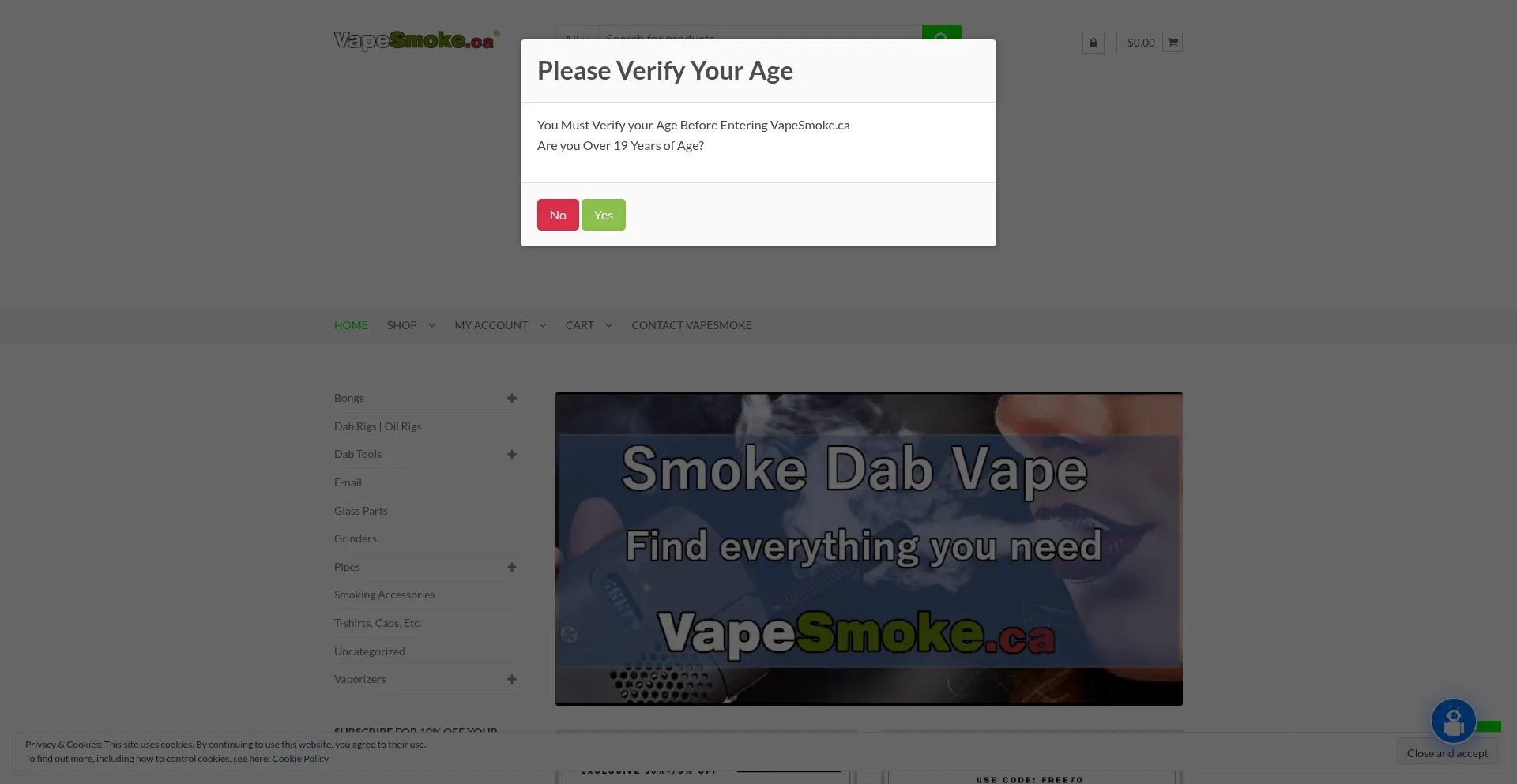 Vapesmoke.ca Screenshot