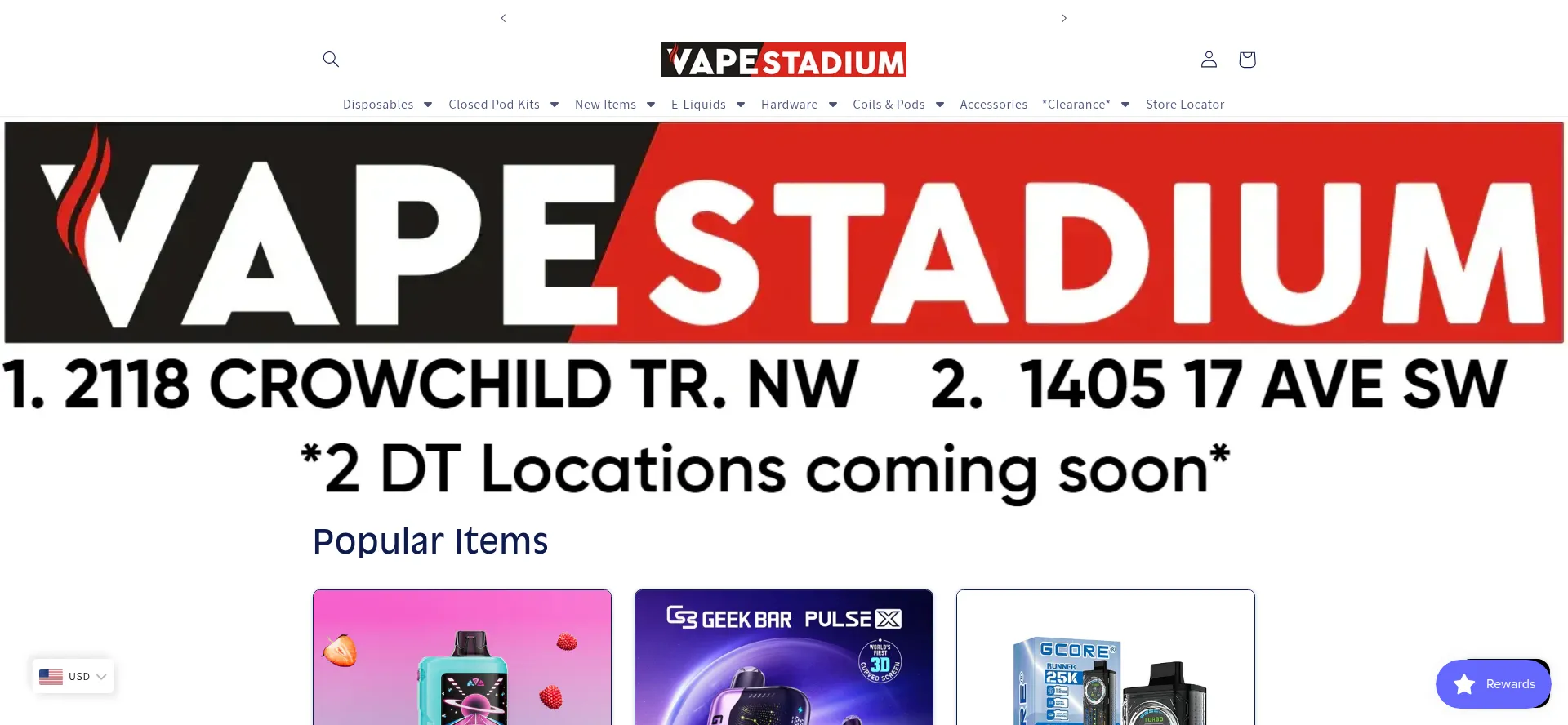 Website screenshot of Vapestadium.com