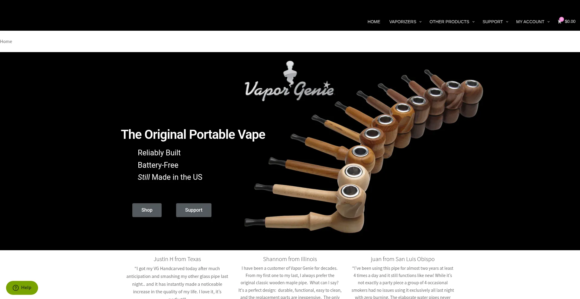 Vaporgenie.com Screenshot
