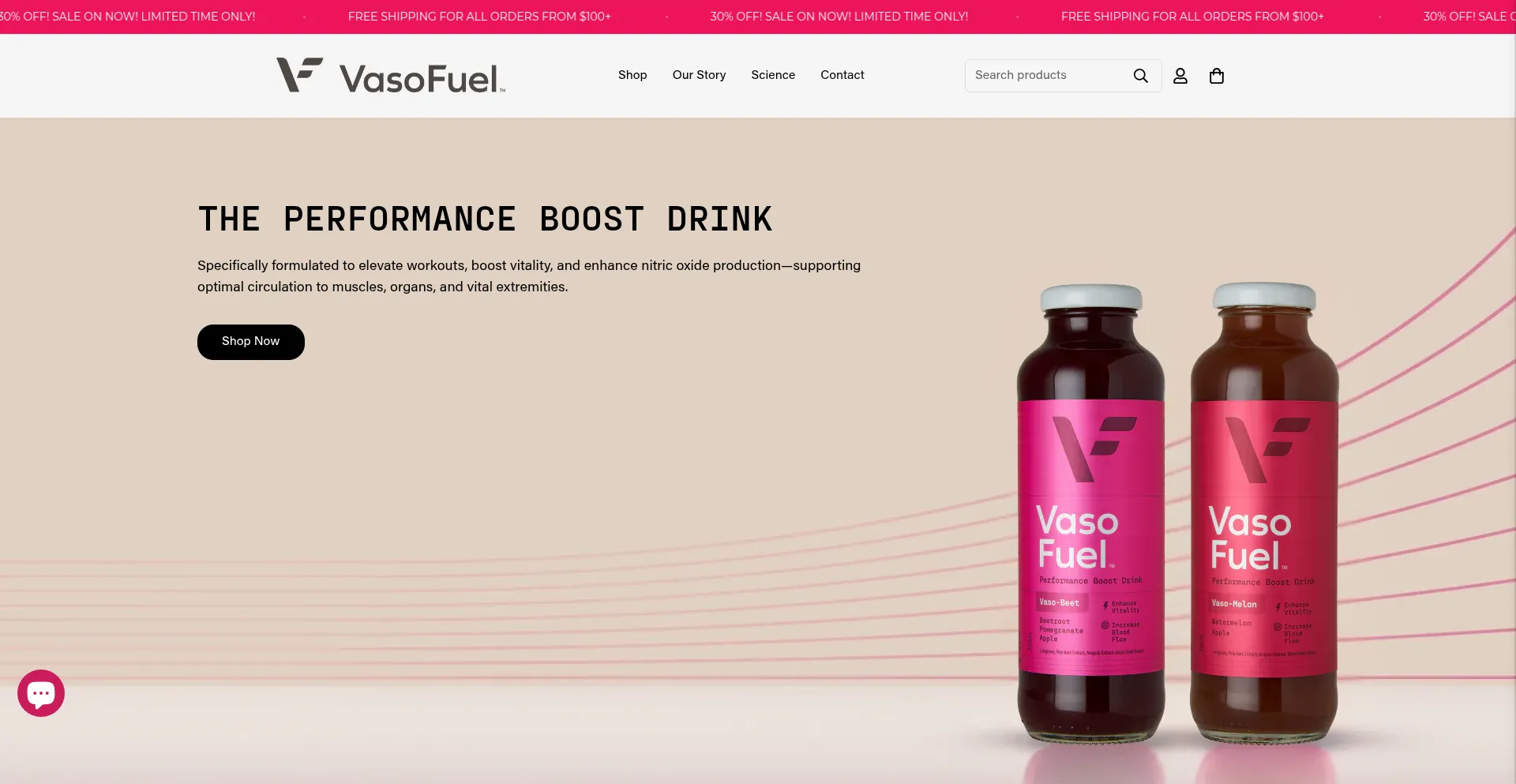 Website screenshot of Vasofuel.com