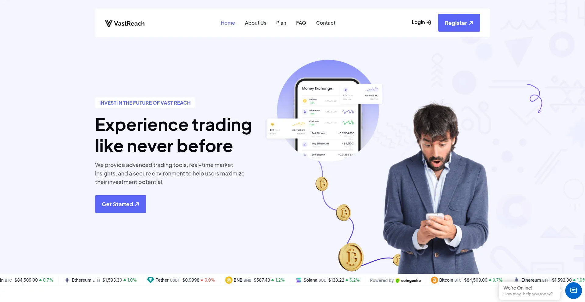 Website screenshot of Vastreach.io