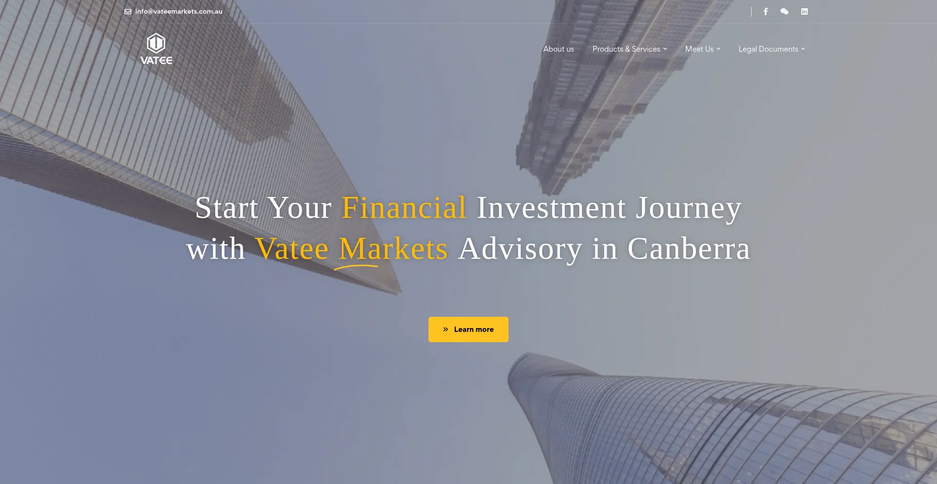 Website screenshot of Vateemarkets.com.au