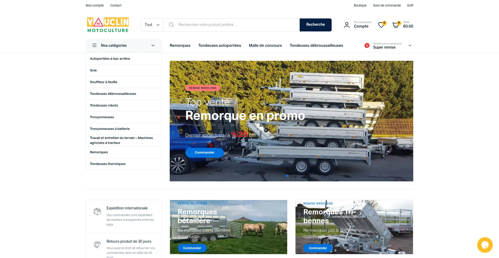 Website screenshot of Vauclinmotoculture.fr