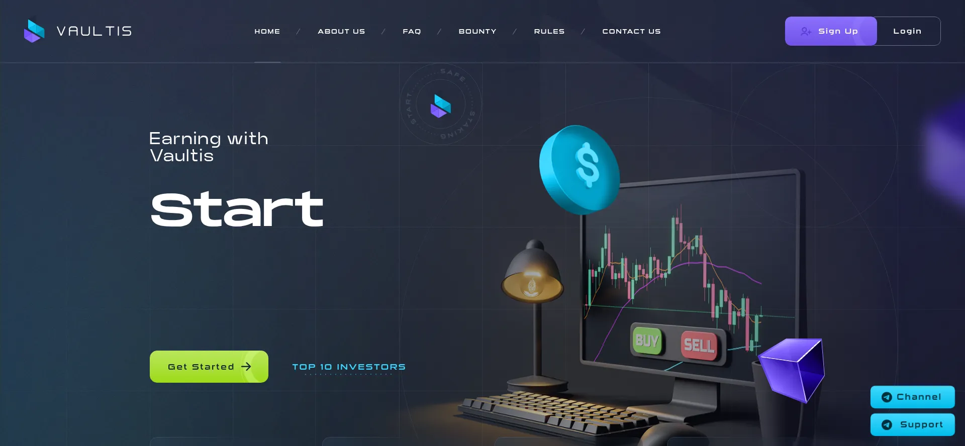 Website screenshot of Vaultis.io
