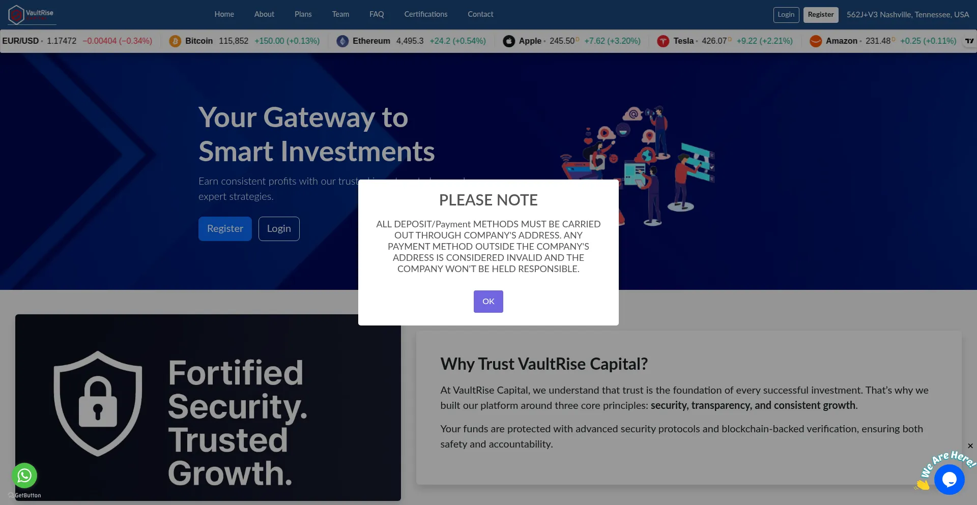 Vaultrise-capital.com Screenshot