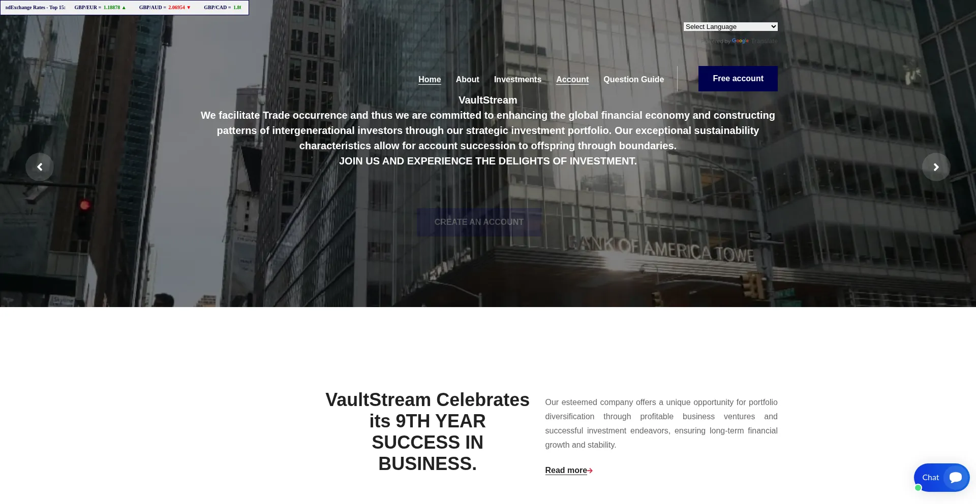 Website screenshot of Vaultstream.ltd