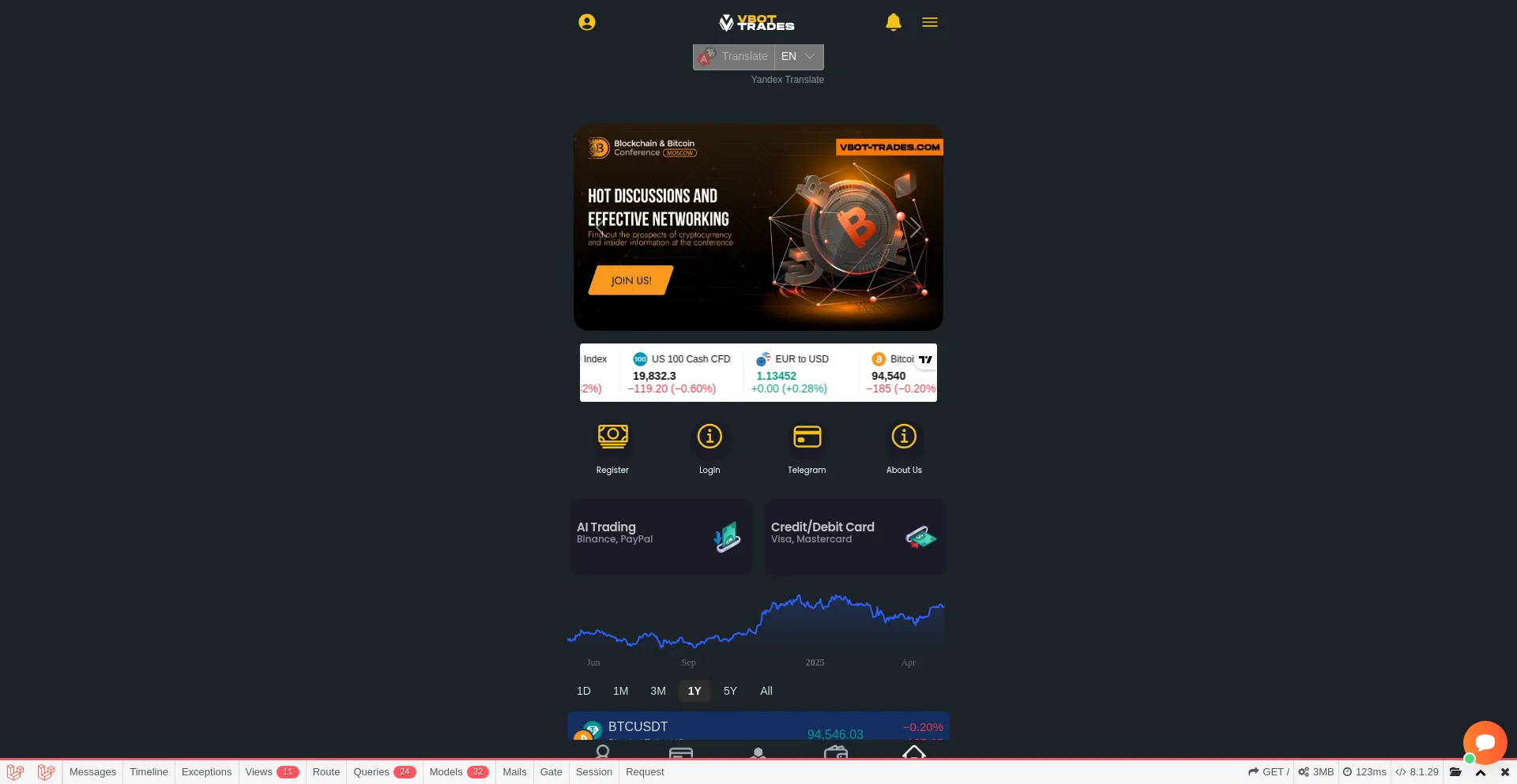 Website screenshot of Vbot-trades.com