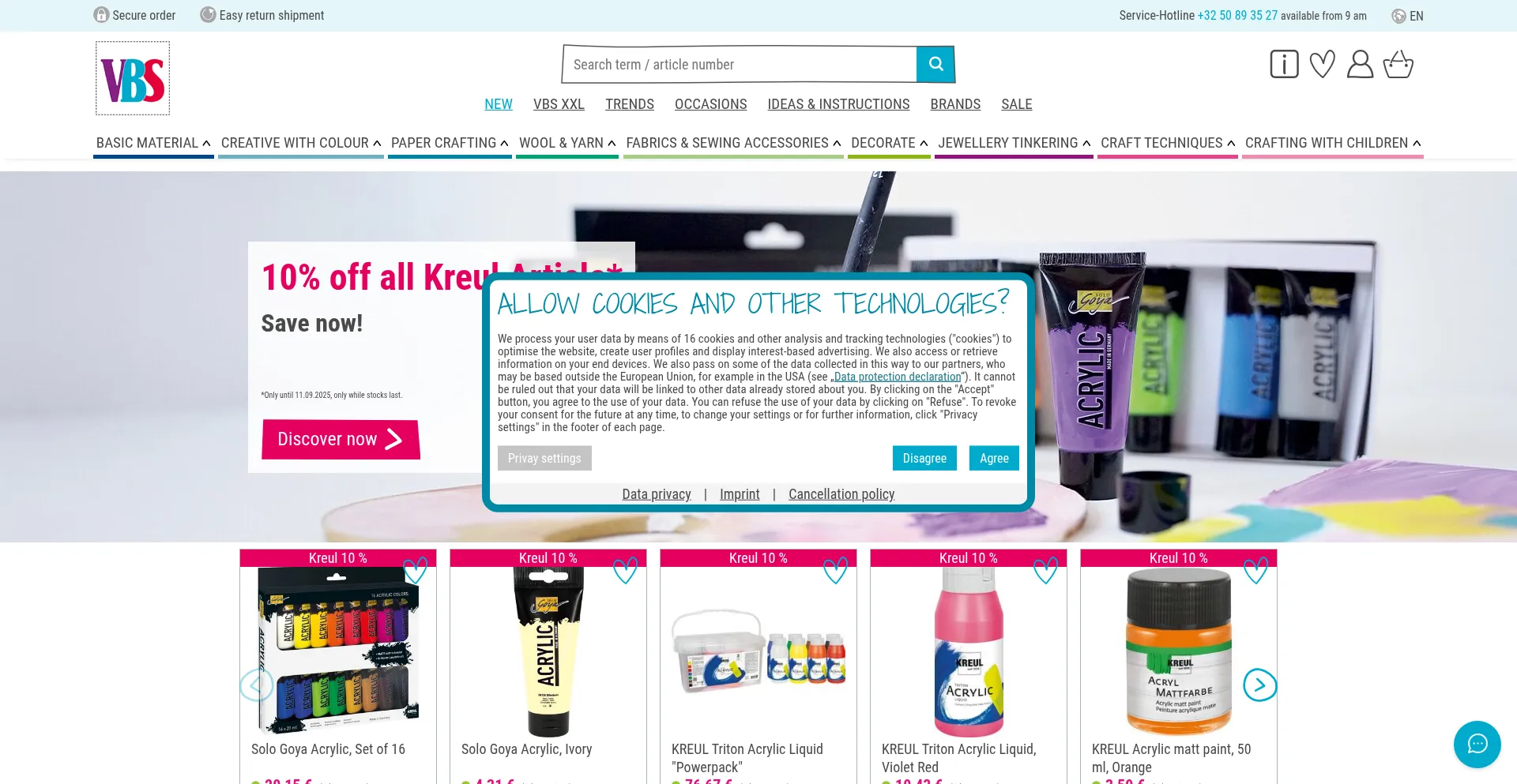 Website screenshot of Vbs-hobby.be