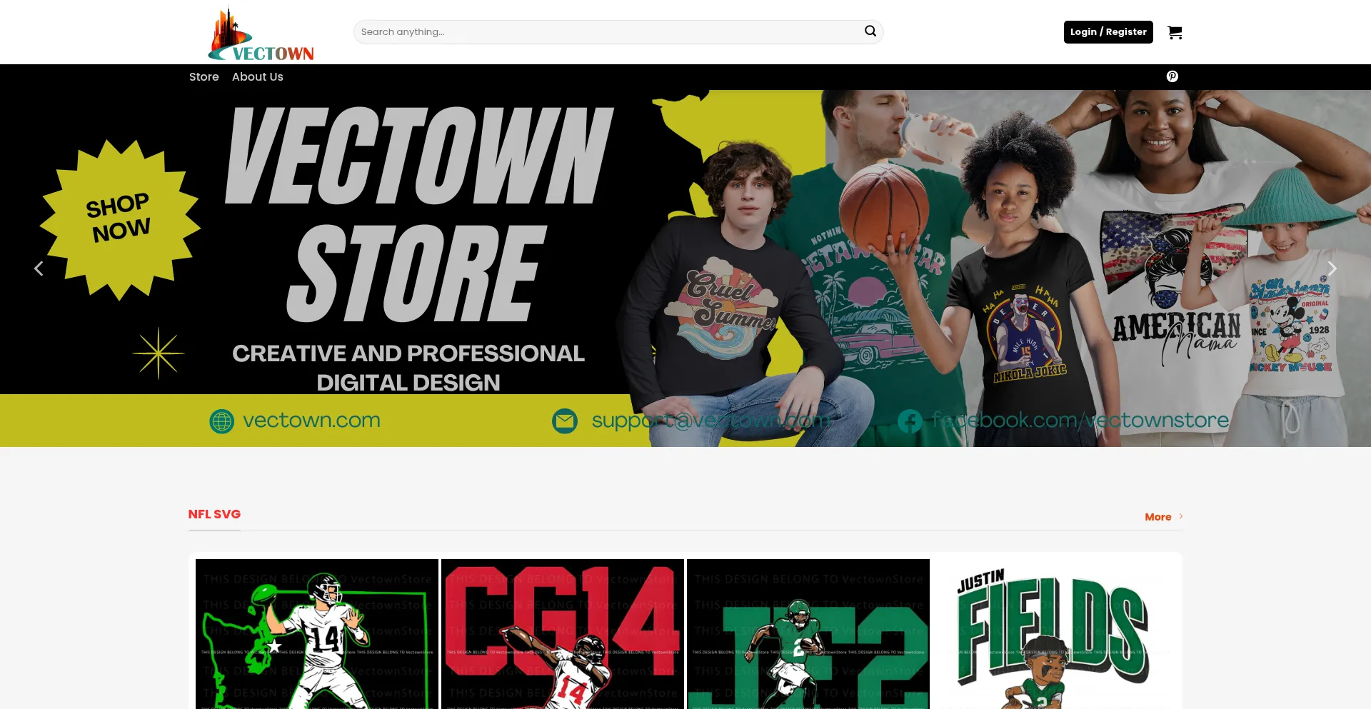 Website screenshot of Vectown.com