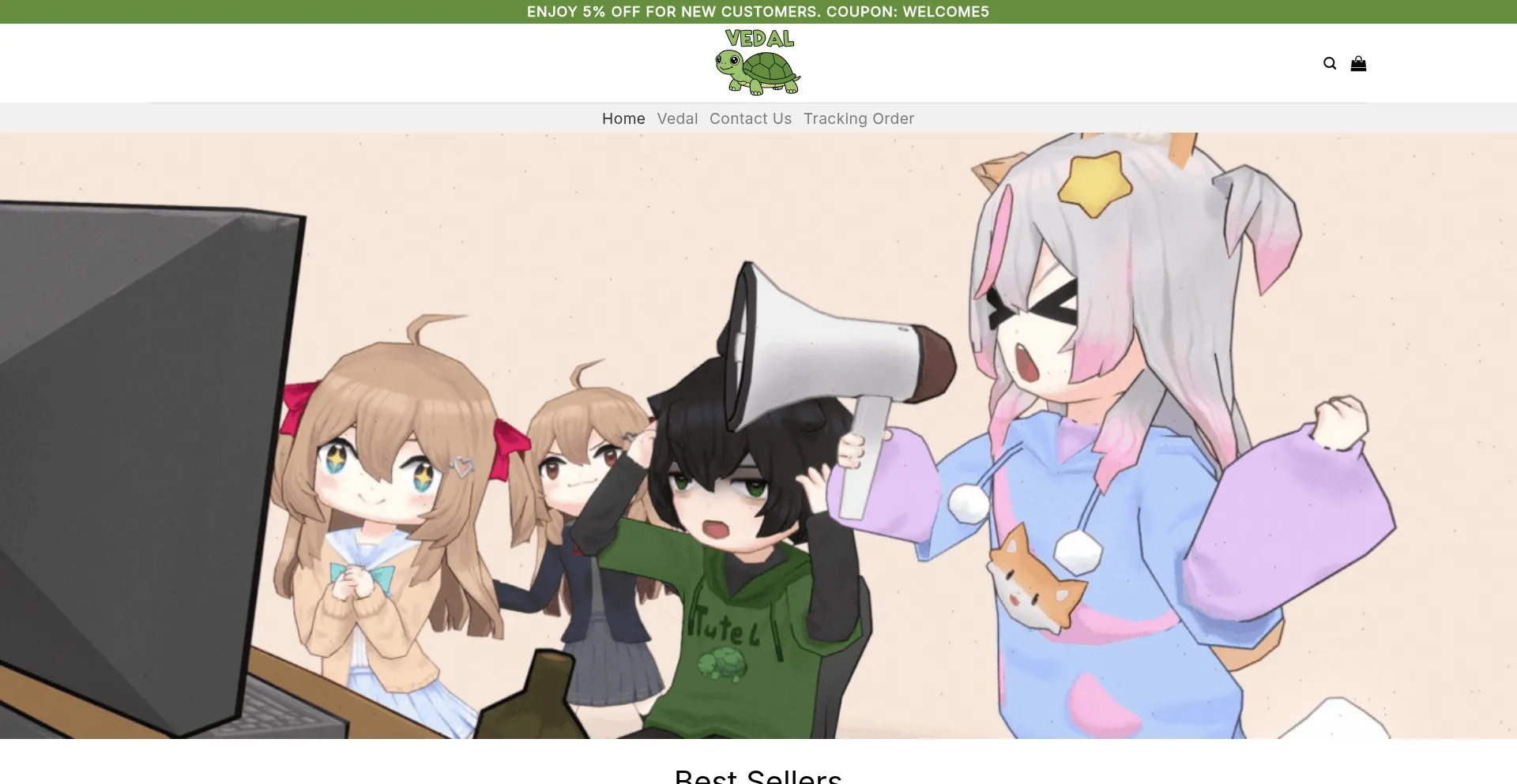 Website screenshot of Vedal.shop