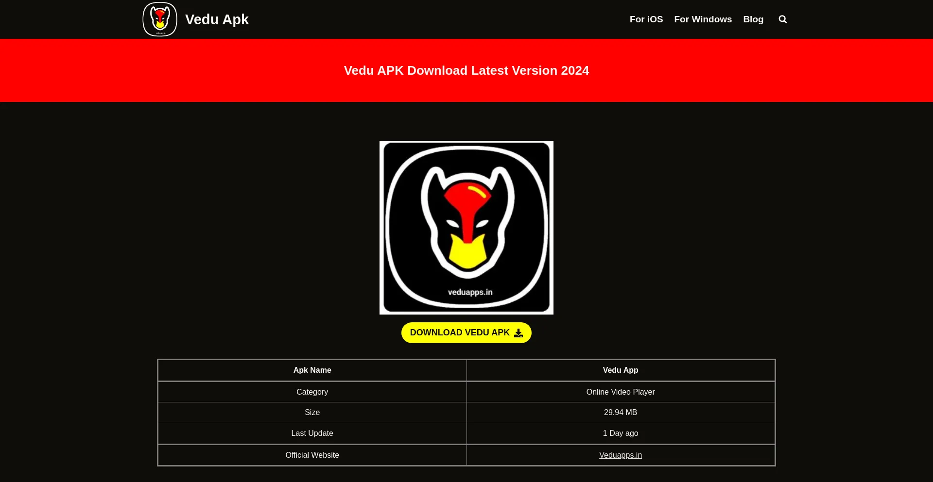 Website screenshot of Veduapps.in