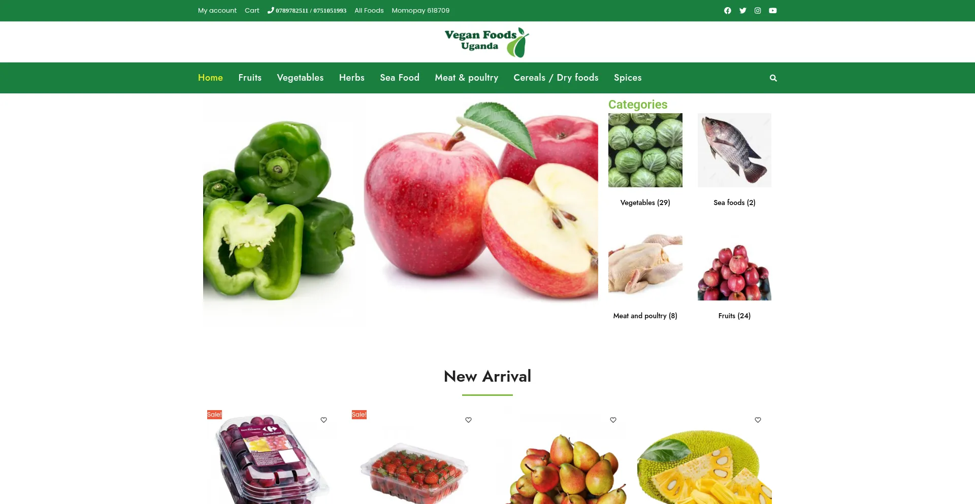 Website screenshot of Veganfoodsug.com