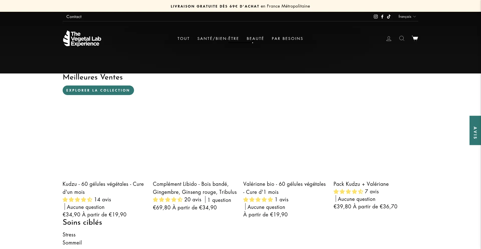 Website screenshot of Vegetalab.com