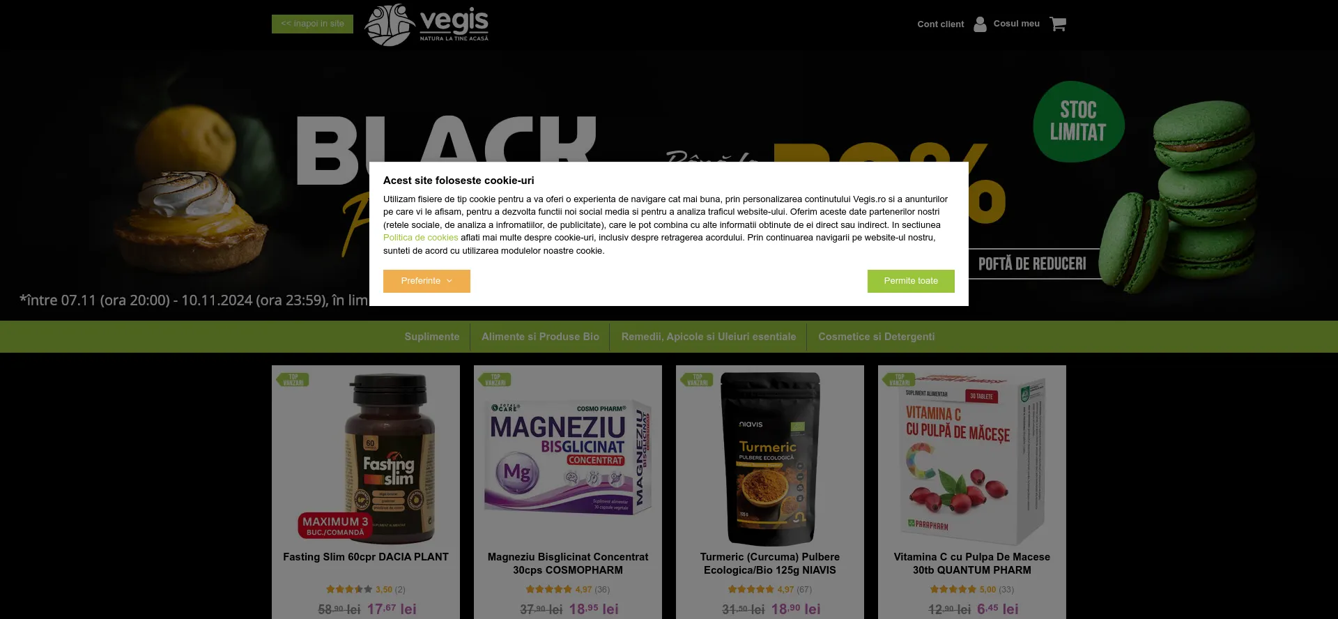 Website screenshot of Vegis.ro