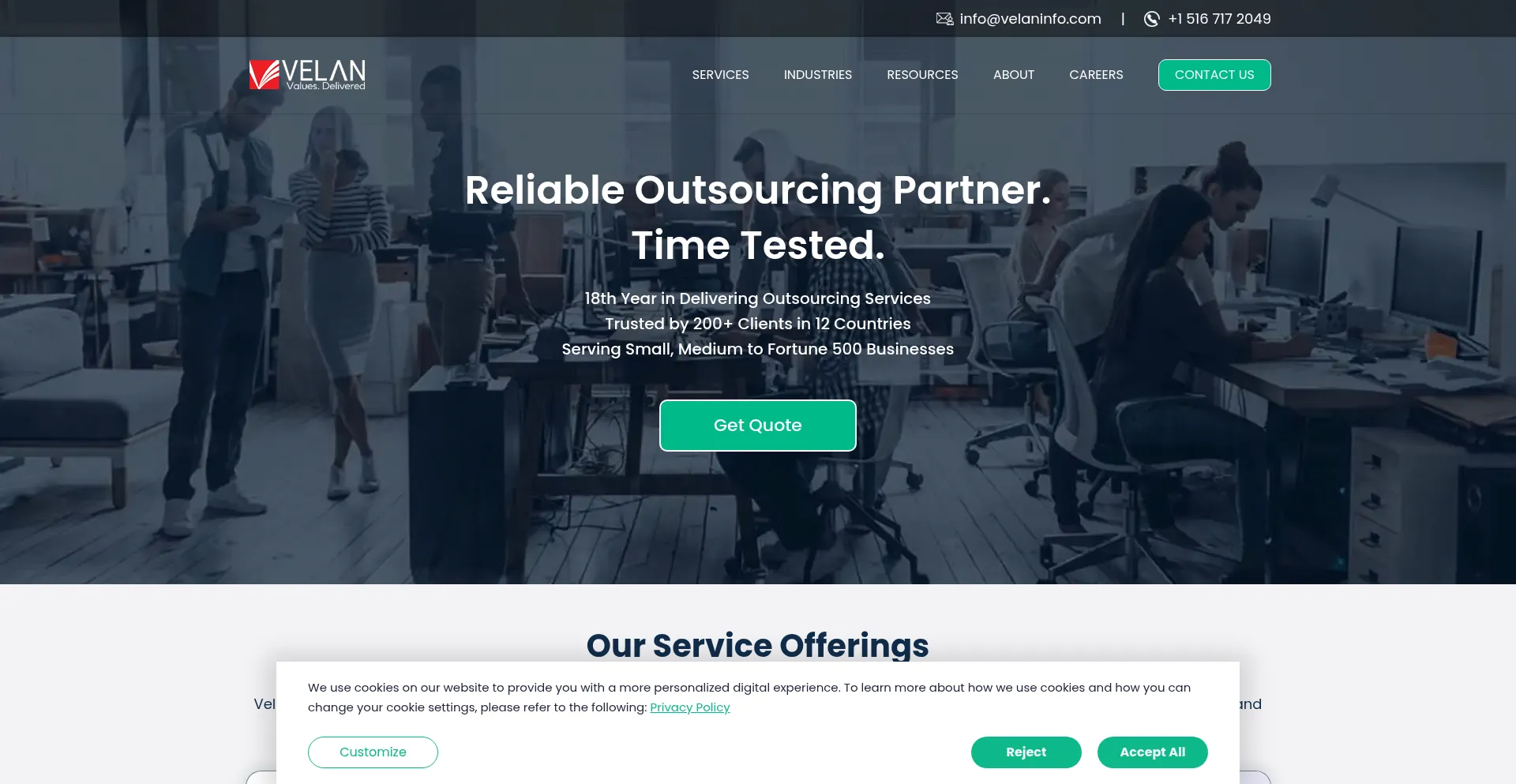 Website screenshot of Velaninfo.com