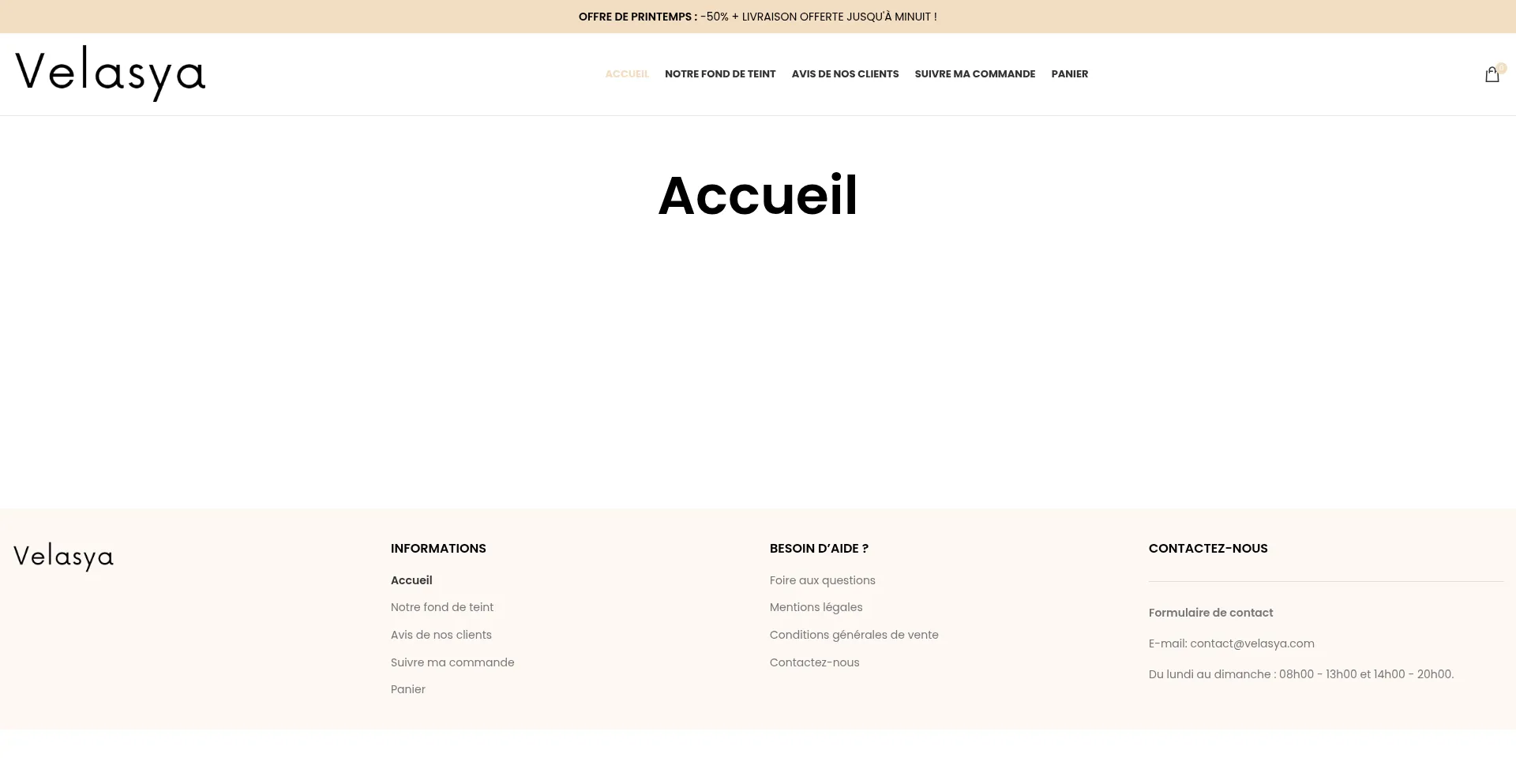 Website screenshot of Velasya.com