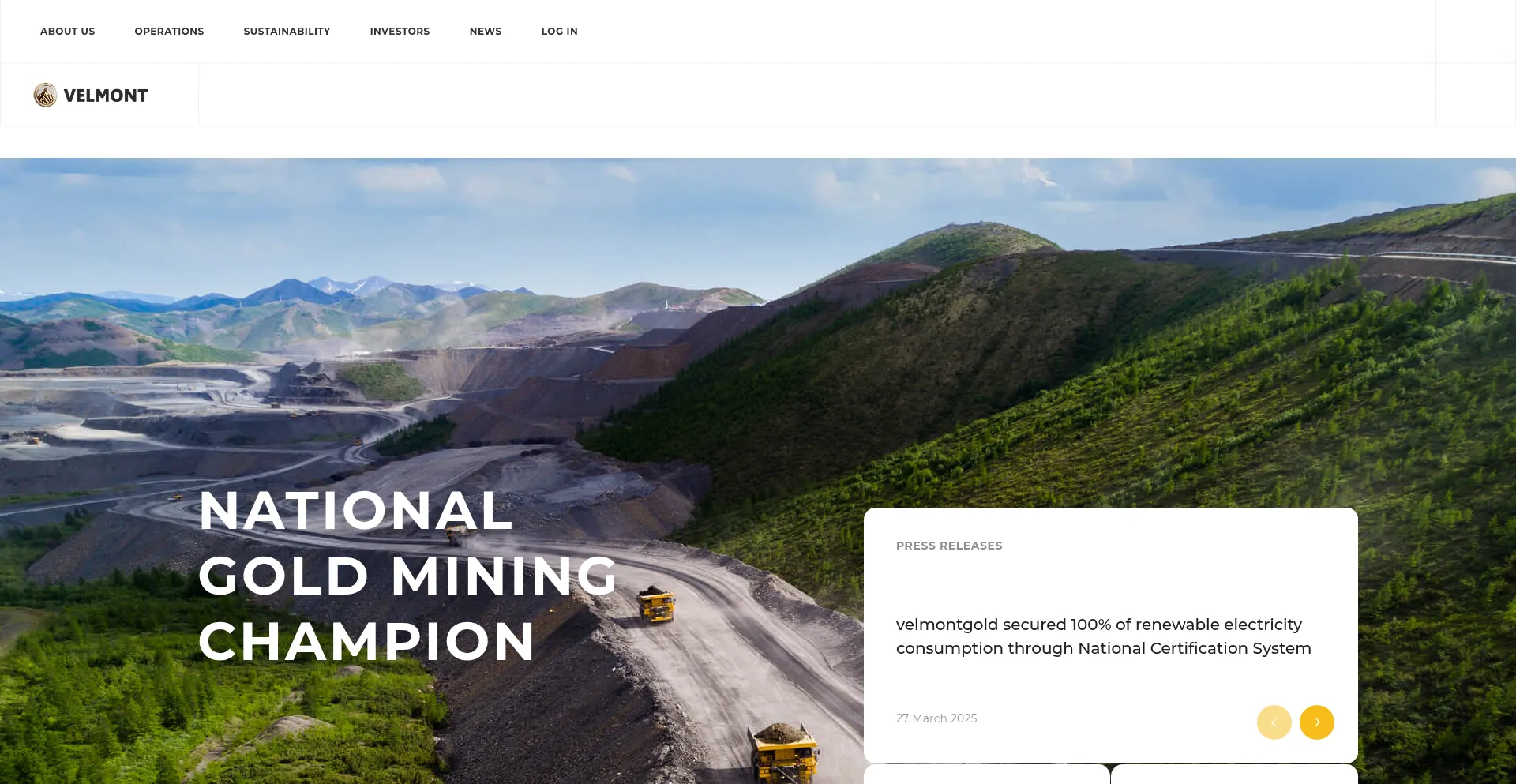 Website screenshot of Velmontgold.com