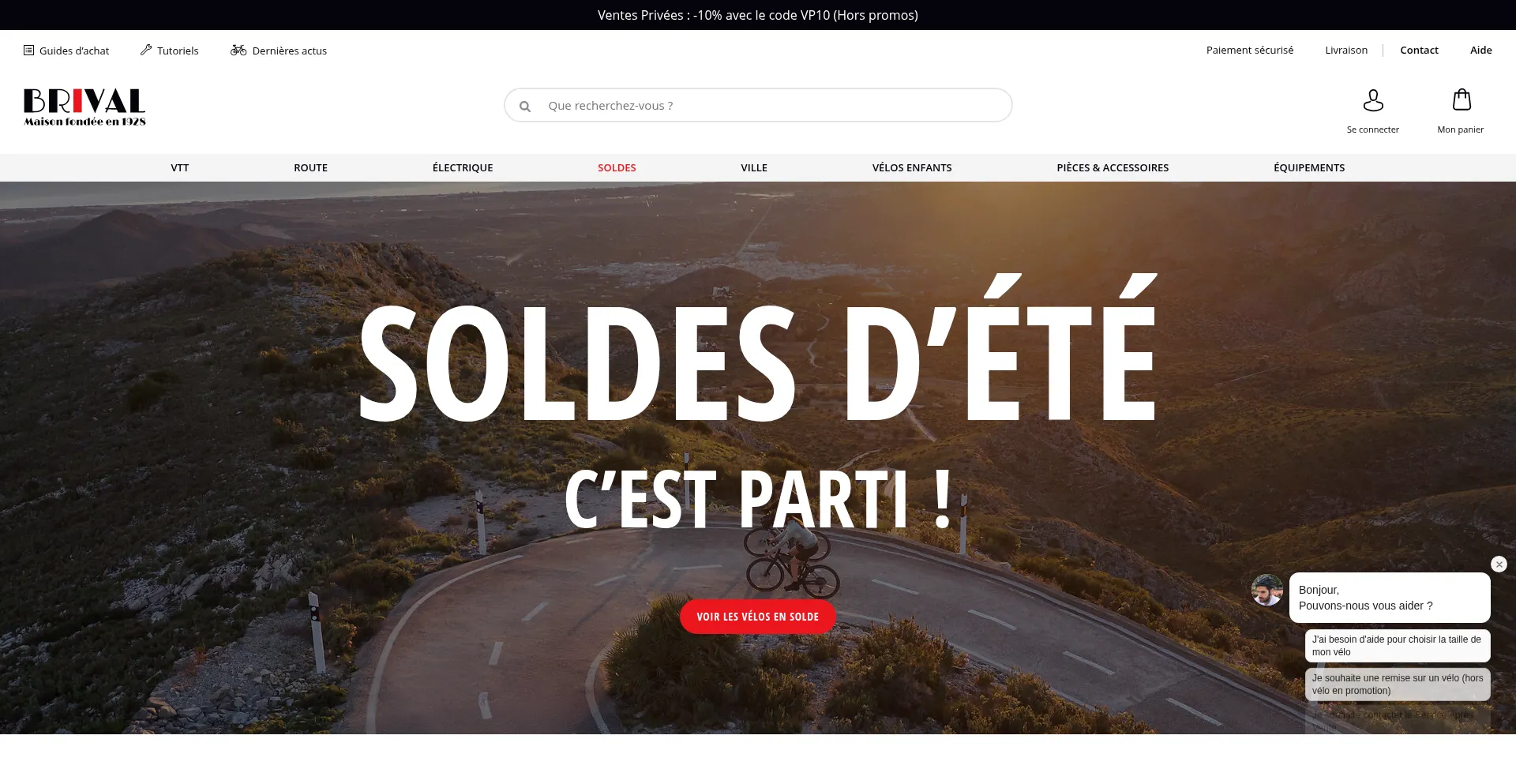 Website screenshot of Velobrival.com