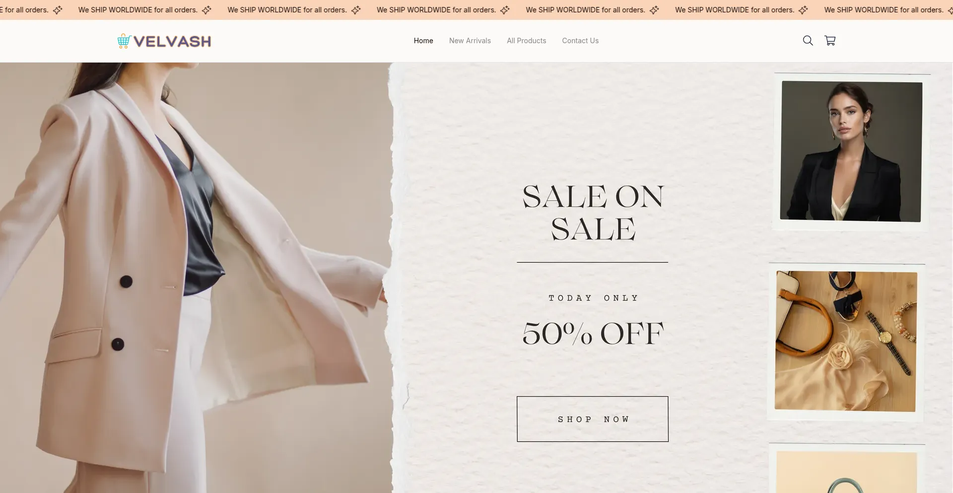 Website screenshot of Velvash.com