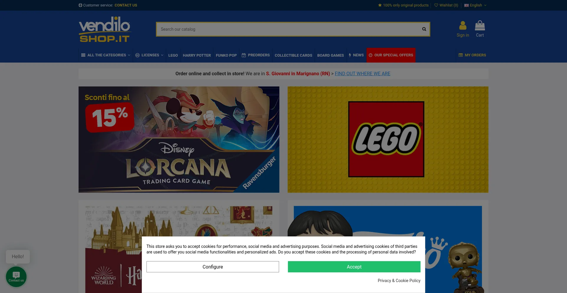 Website screenshot of Vendiloshop.it