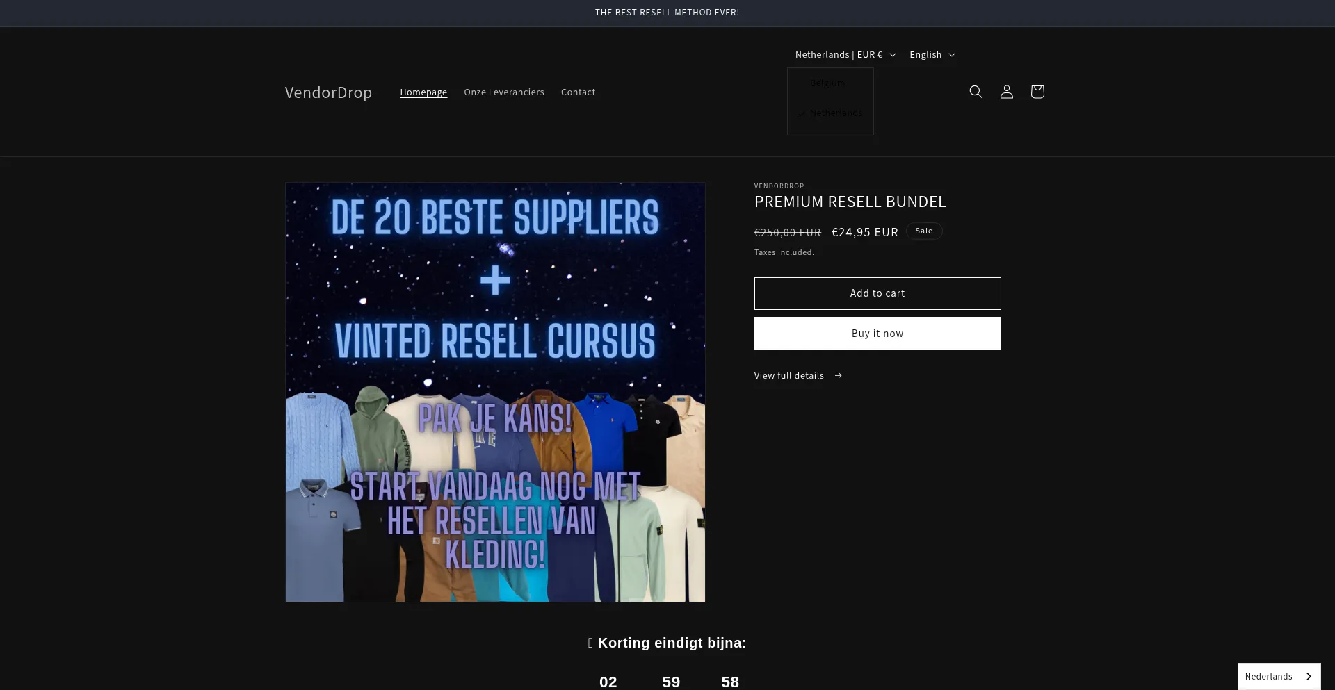 Website screenshot of Vendordrop.shop