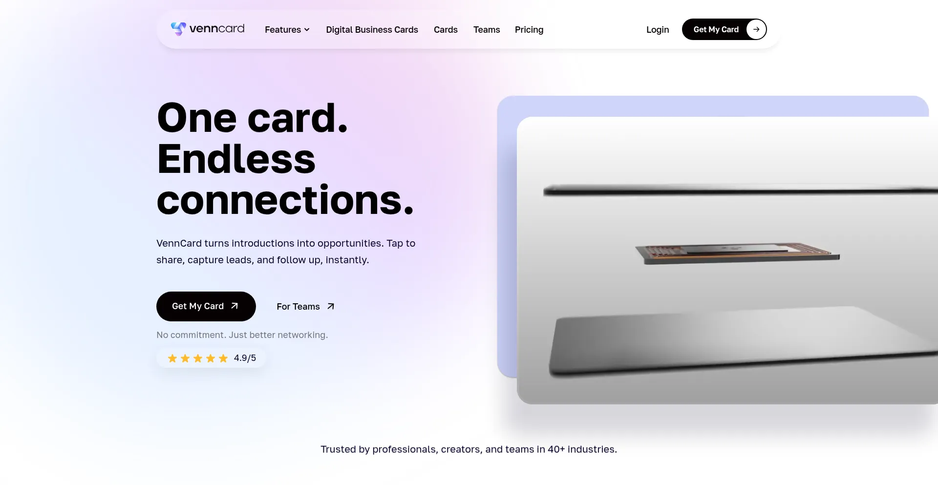 Website screenshot of Venncard.com