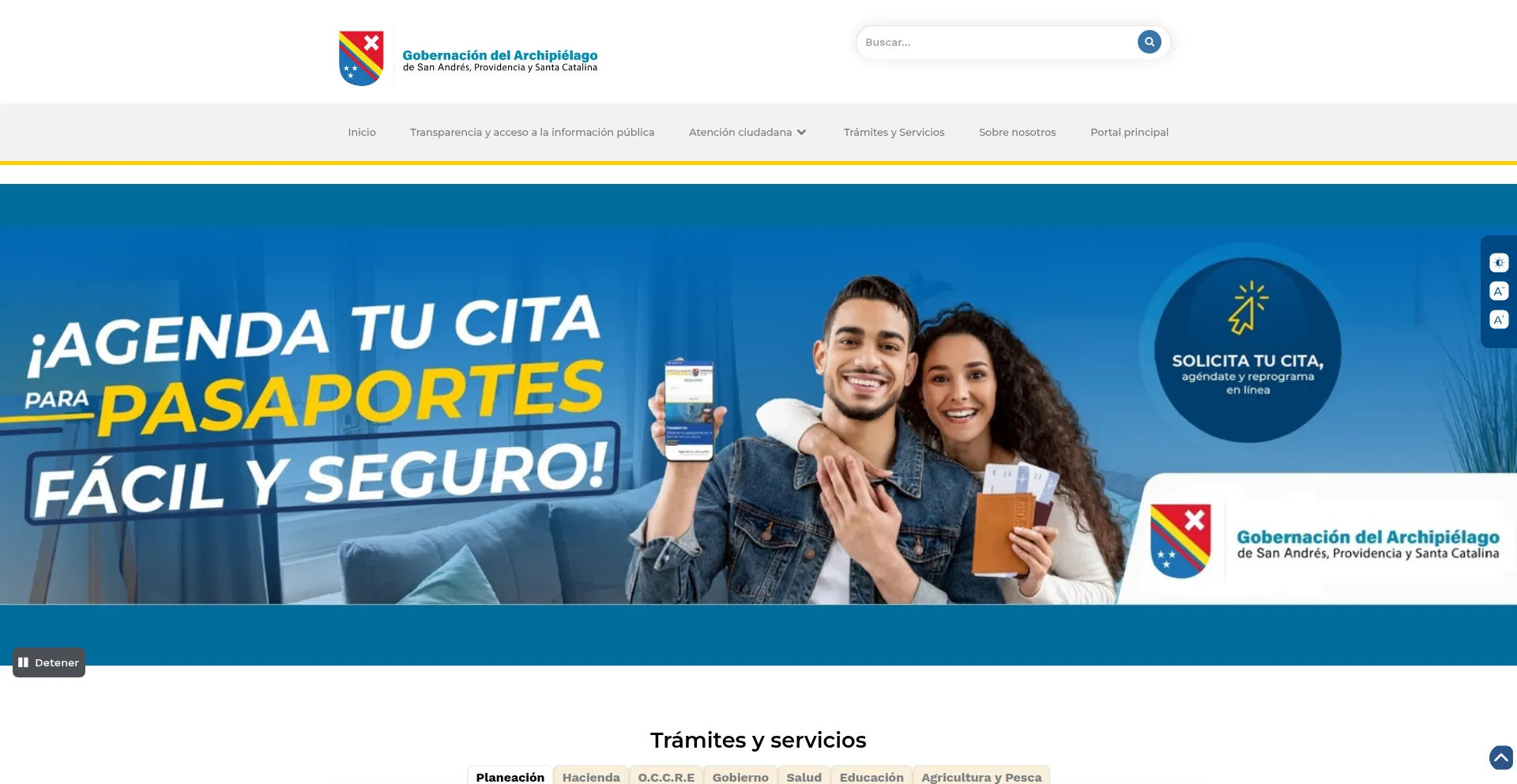 Website screenshot of Ventanilla.sanandres.gov.co