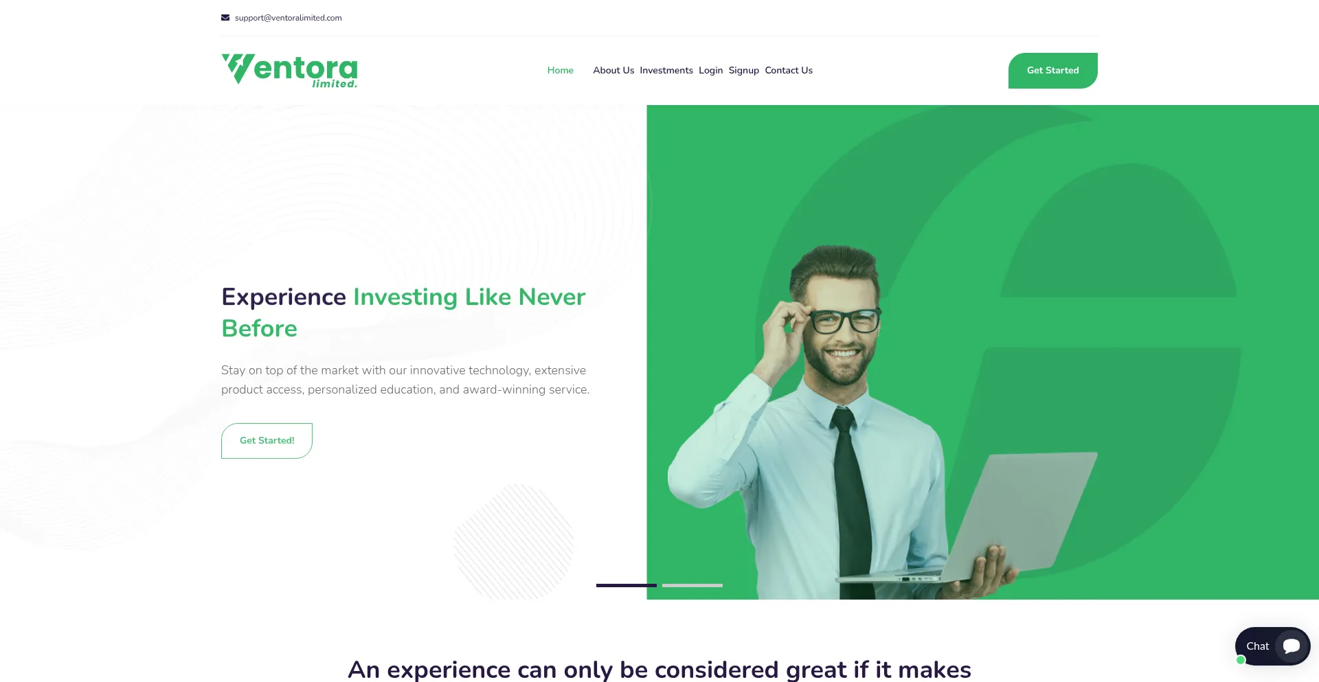 Website screenshot of Ventoralimited.com