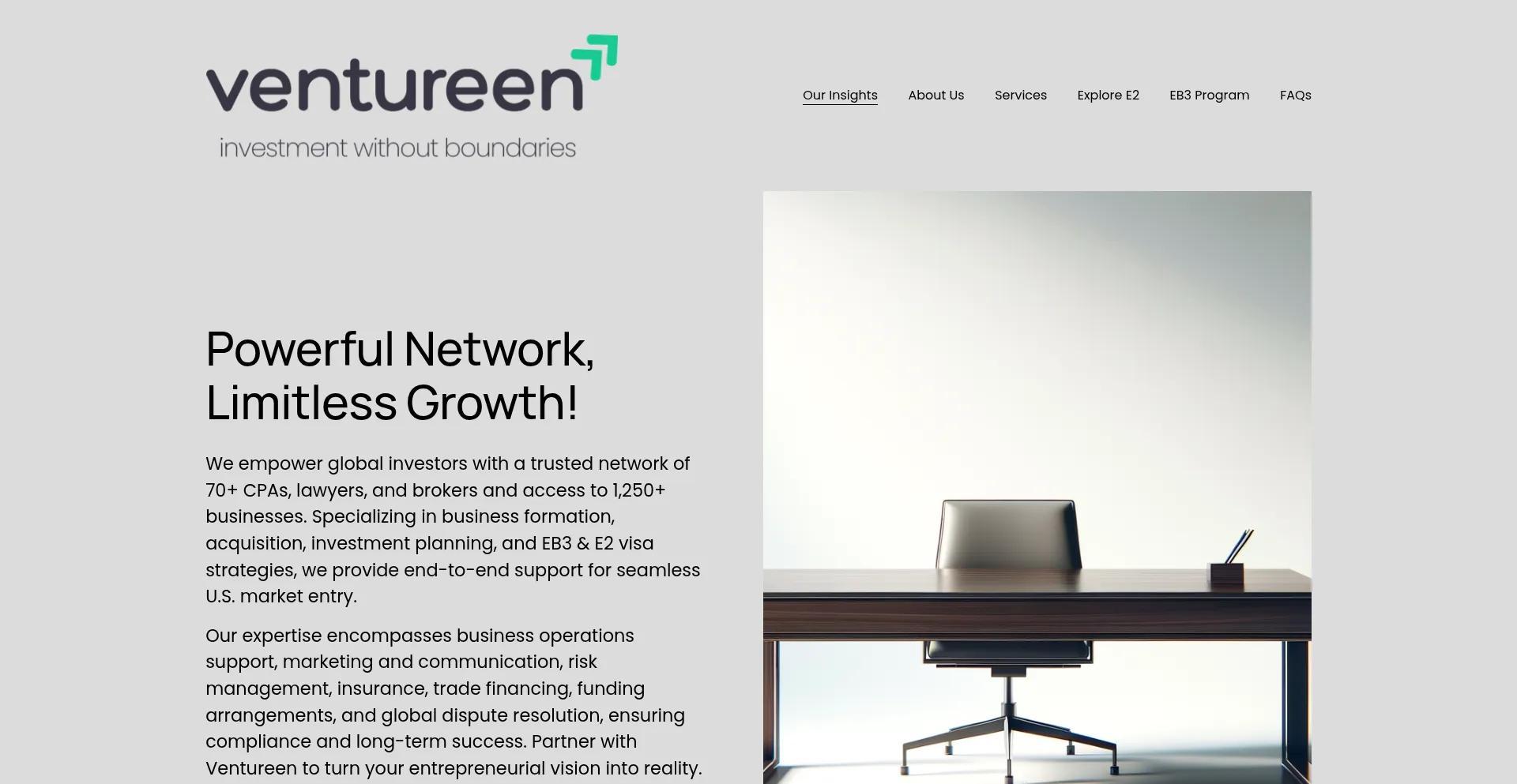 Website screenshot of Ventureen.com